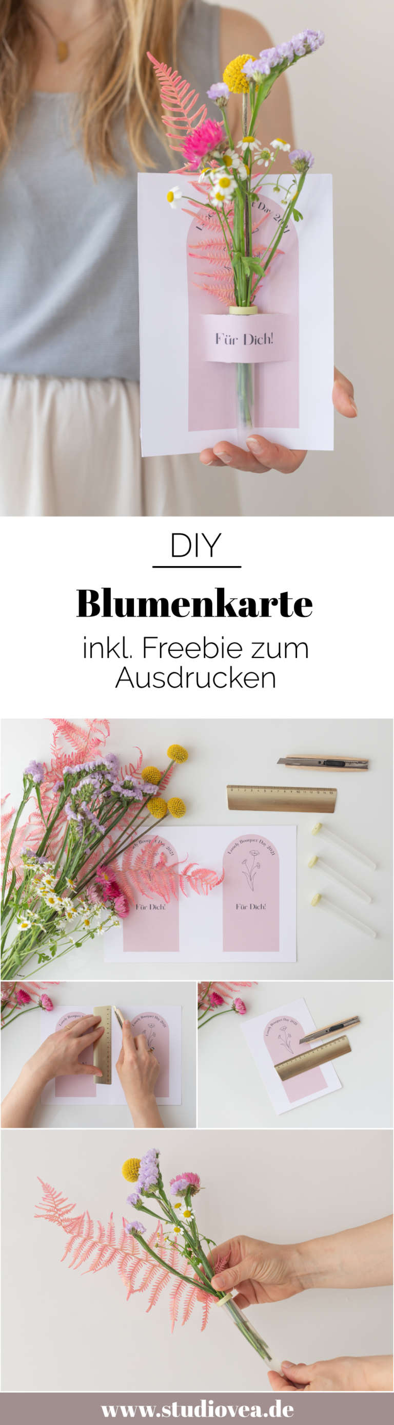 Anleitung DIY Blumenkarte studiovea