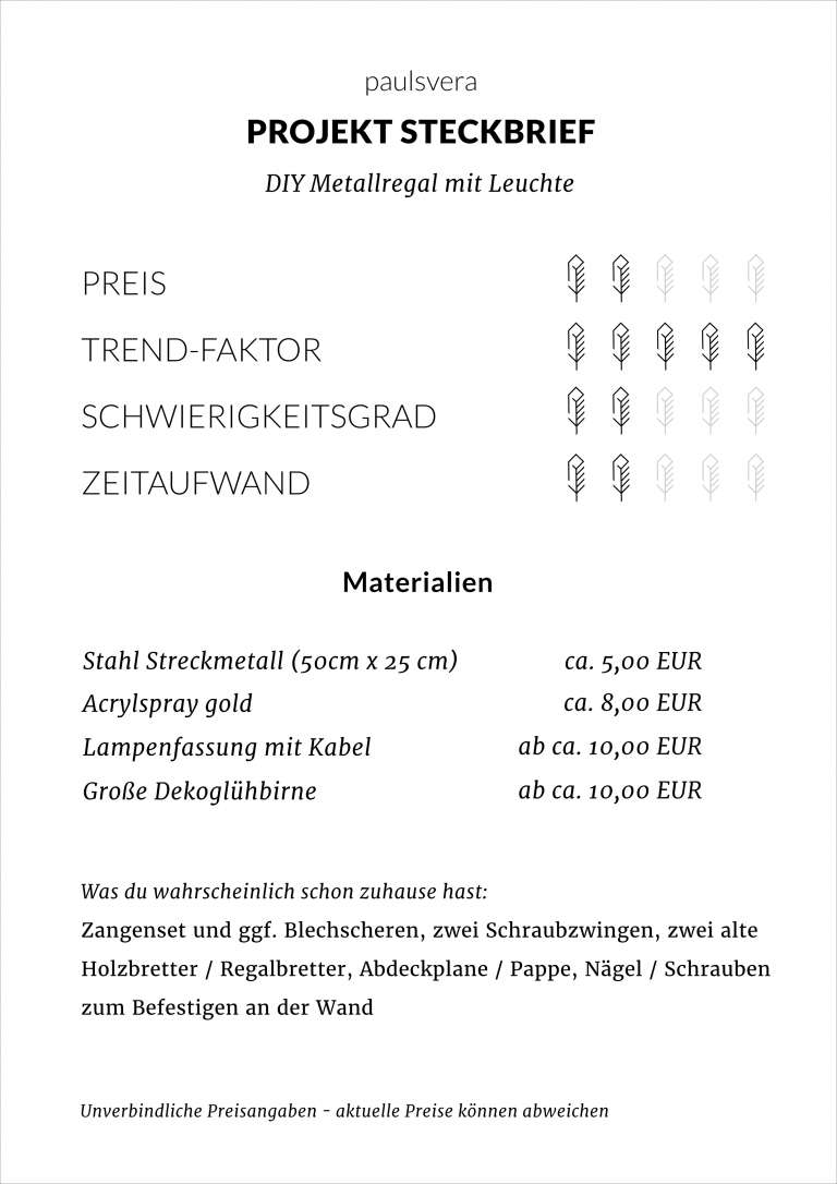 Anleitung Materialien Werkzeuge Diy Metallregal Mit Leuchte Selber Machen Paulsvera