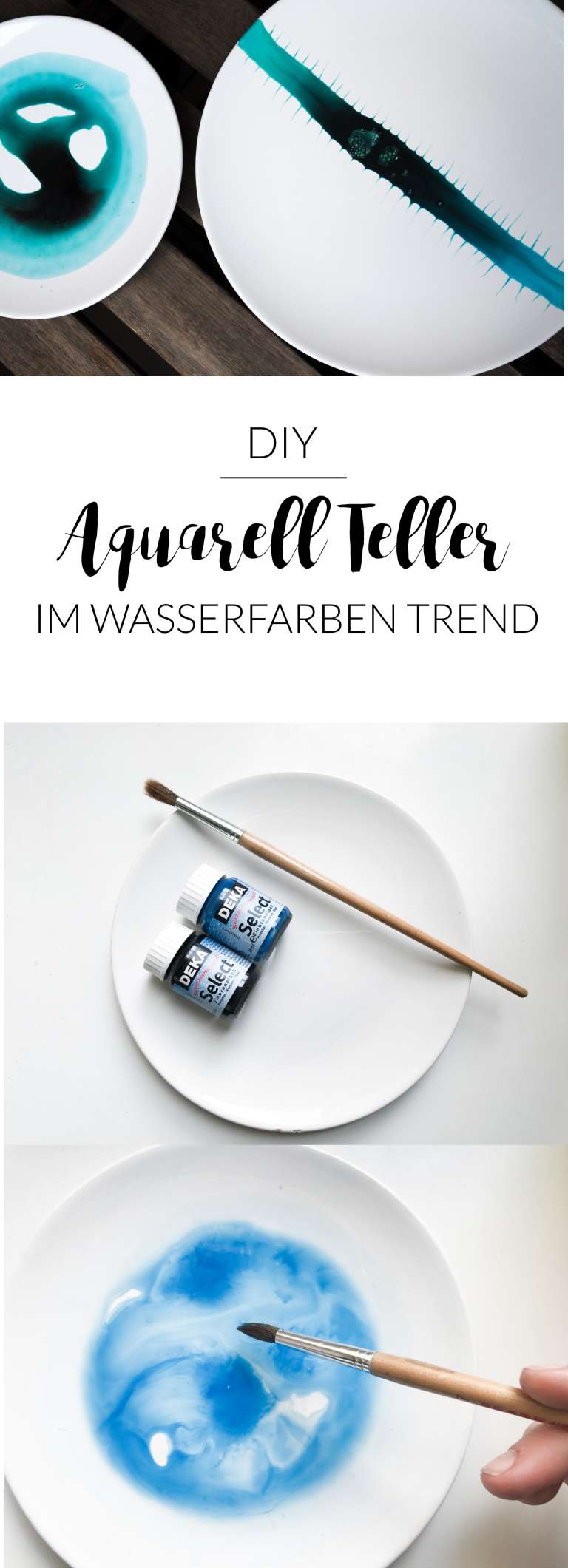 Anleitung für Porzellan Teller oder Geschirr im Wasserfarben / Aquarell Look