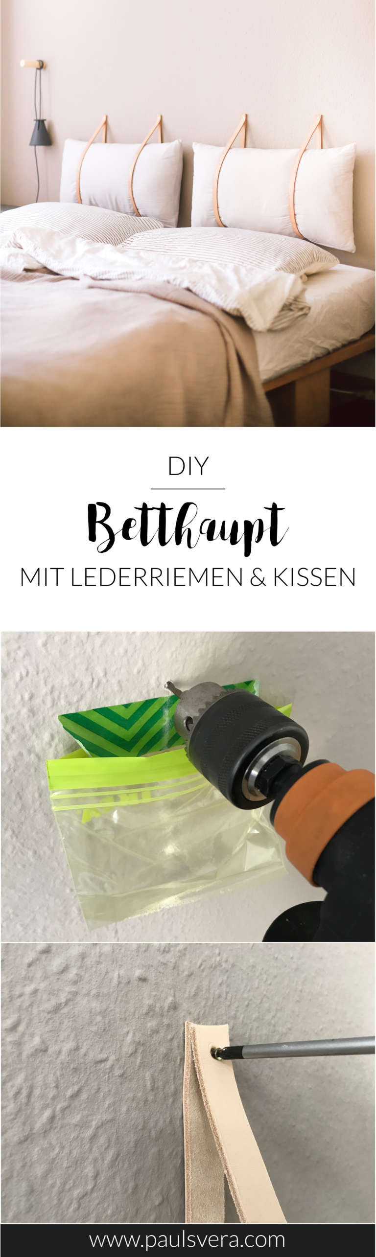 Diy Betthaupt Lederriemen Kissen An Der Wand Selber Machen Paulsvera