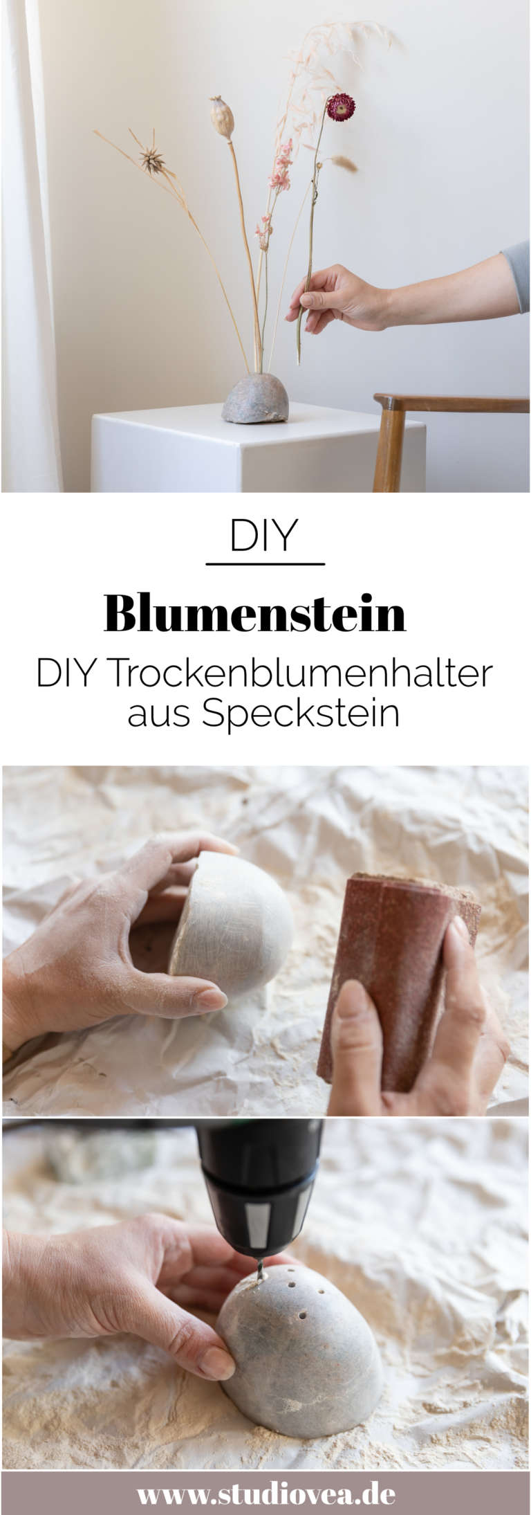 DIY Blumenstein moderne Speckstein Ideen