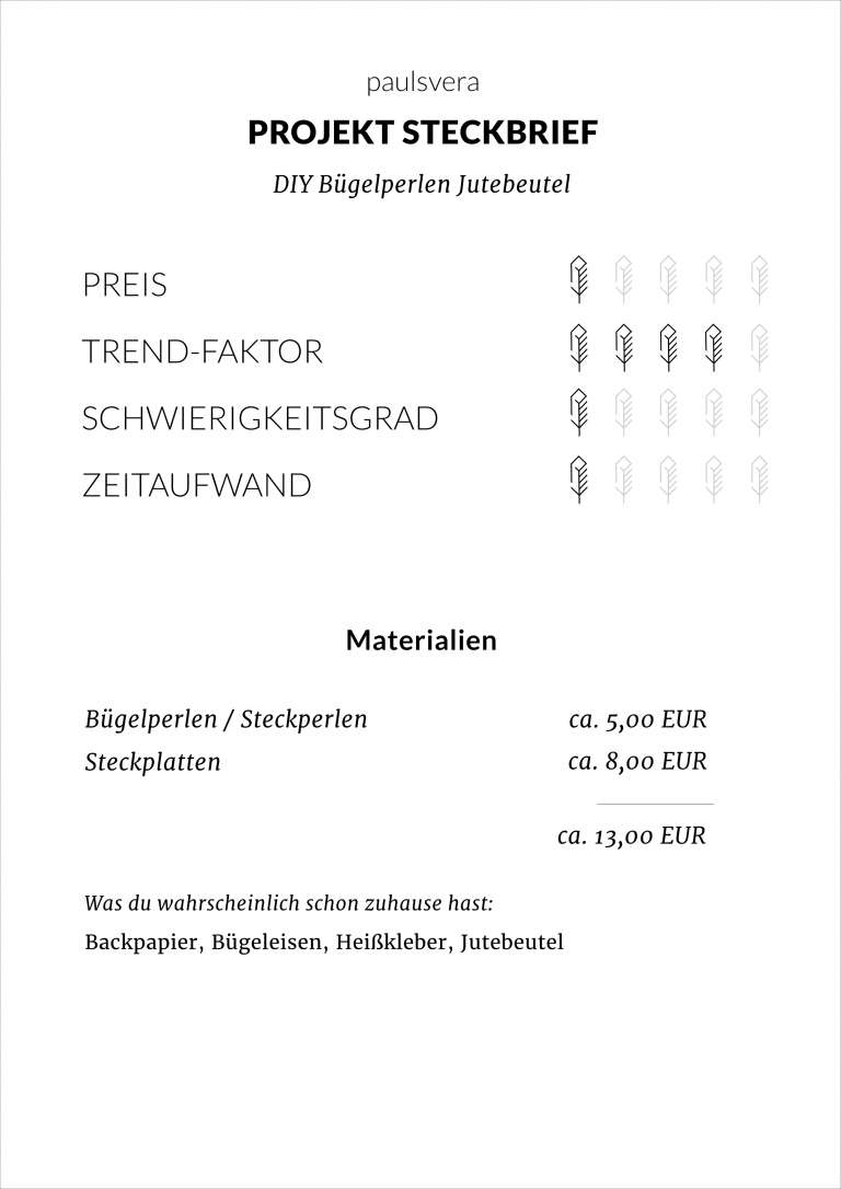 Diy Steckbrief Bugelperlen Jutebeutel Paulsvera