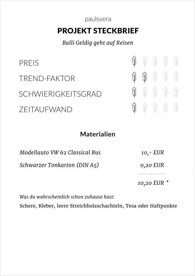 Diy Bulli Geldgeschenk Vw Bus Hochzeit Steckbrief Paulsvera