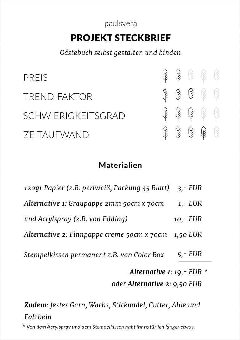 Diy Gastebuch Selbst Gestalten Und Binden Steckbrief Paulsvera