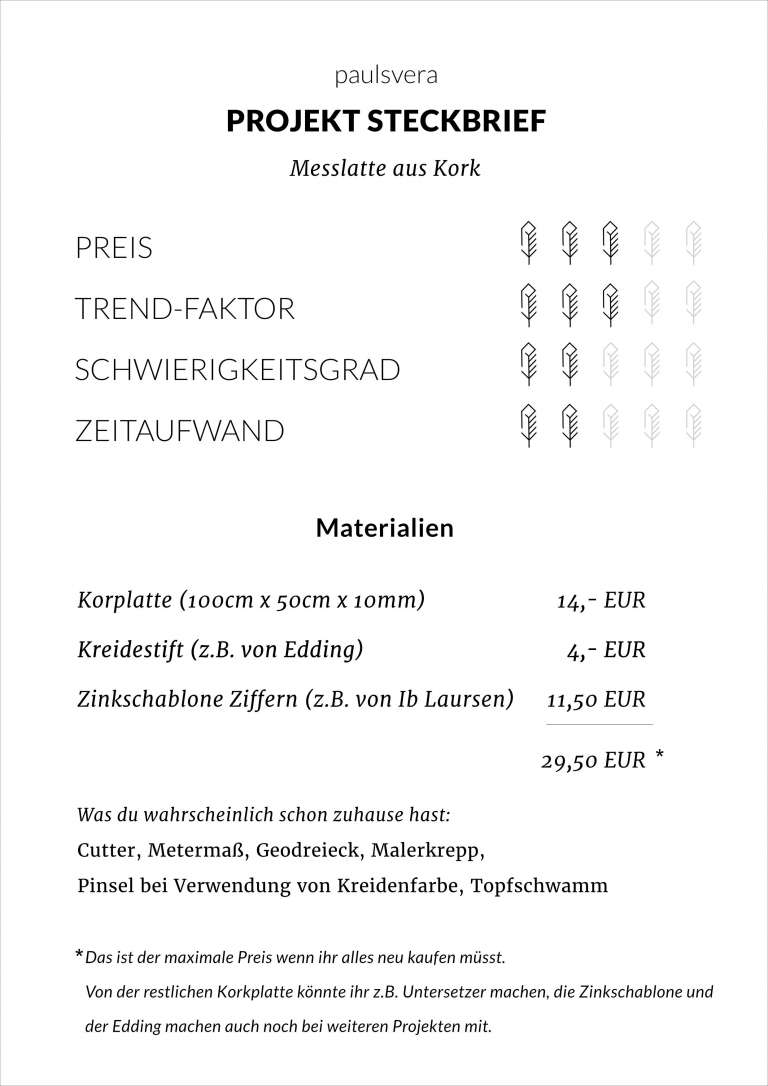 Diy Hoch Hinaus Messlatte Aus Kork Fur Kinder Steckbrief Paulsvera