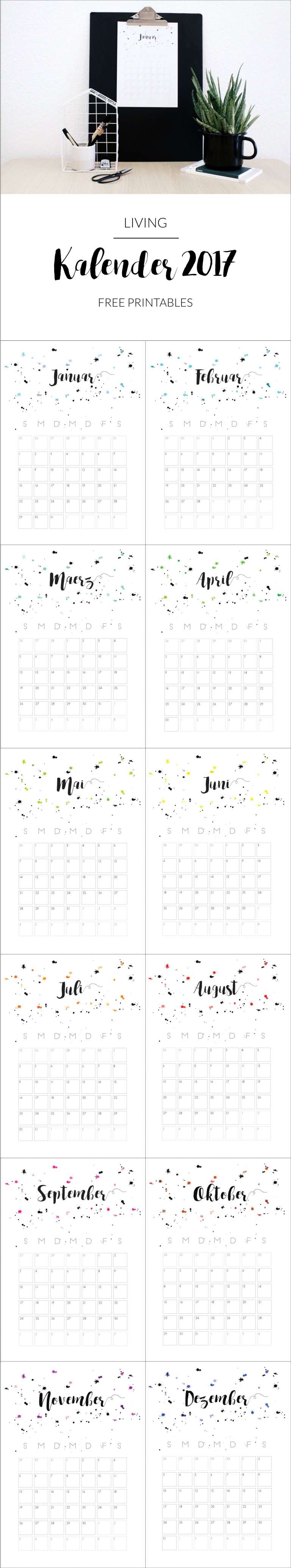 Kalender 2017 Pinterest Grafik