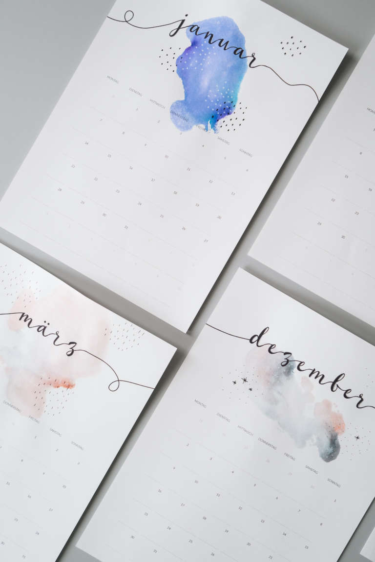 Kalender 2019 Printables Zum Ausdrucken Freebie Edding Aquarell Wasserfarben Modern Minimalistisch Paulsvera 25