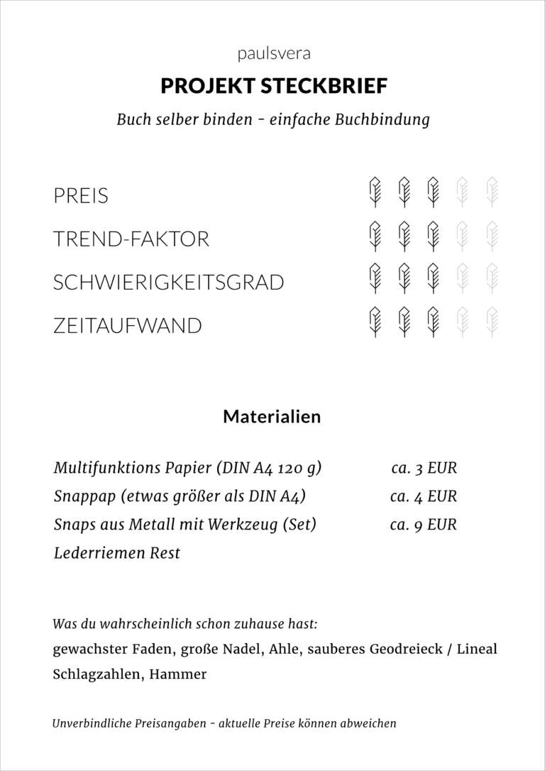 Steckbrief Anleitung Diy Reisetagebuch Selber Machen Buch Binden Einfach Anleitung Paulsvera