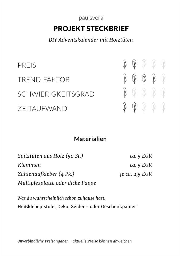 Steckbrief Diy Adventskalender Holztuten Selber Machen Paulsvera