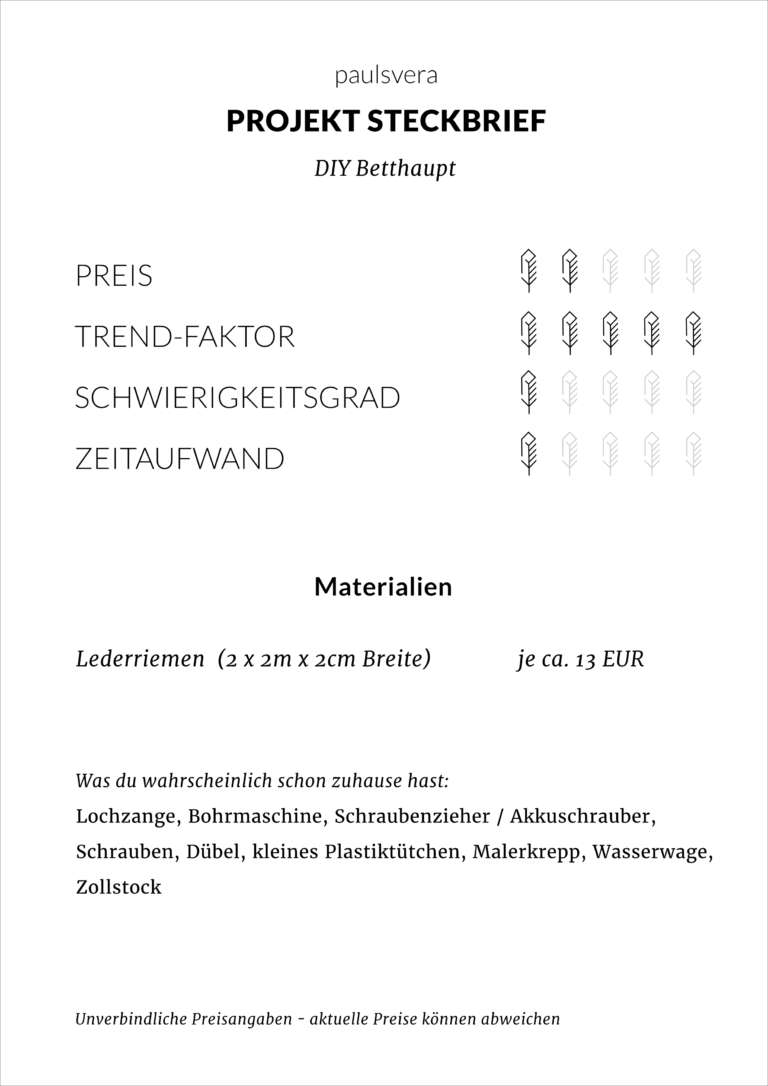 Steckbrief Diy Betthaupt Lederriemen Kissen An Der Wand Selber Machen Paulsvera