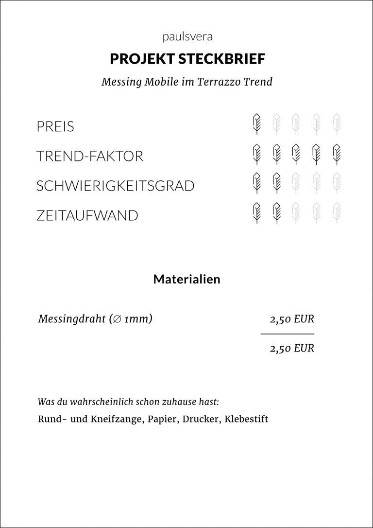 Steckbrief Diy Messing Mobile Im Terrazzo Trend Papier 3 D Selbstgemacht Paulsvera