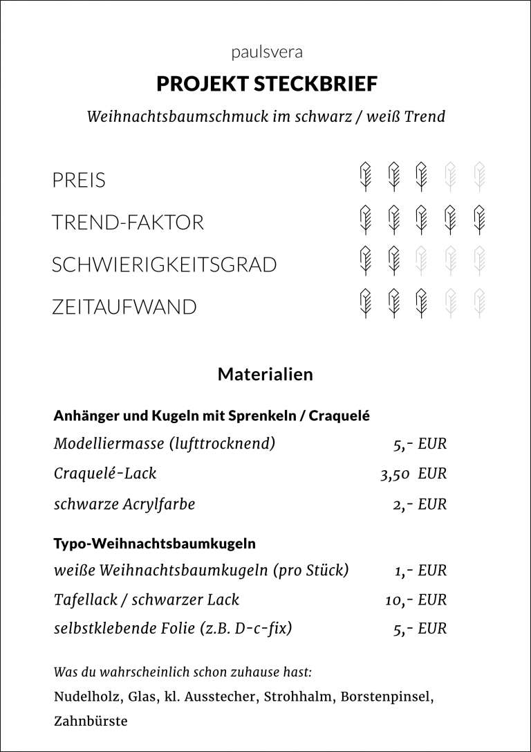 Steckbrief Diy Weihnachtsbaumschmuck Anhanger Schwarz Weiss Trend Selber Machen Paulsvera