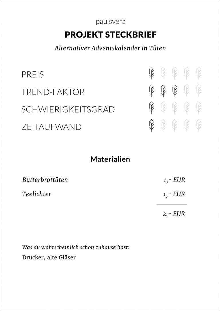 Steckbrief Diy Alternativer Adventskalender Bedruckte Butterbrottuten Paulsvera