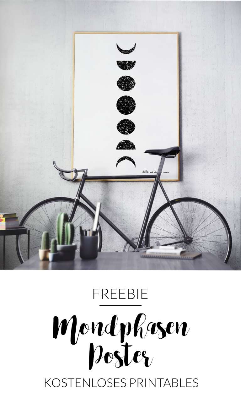 Mondphasen Poster Bild Mond Freebie Free Printables Kostenloser Download Kostenlos herunter laden